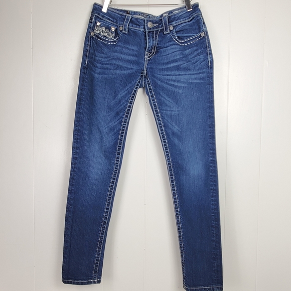 Miss Me JE107252R rhinestone embroidered skinny jeans size 28 - Picture 7 of 14